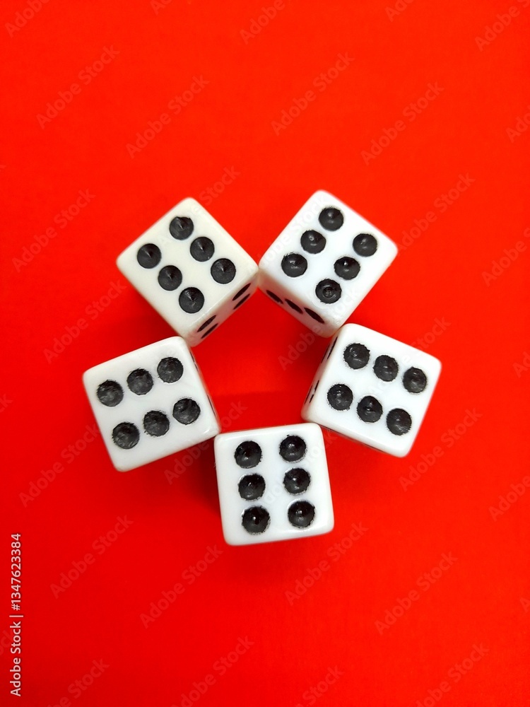 Dices with number 6 and red background Dices with number 6 and red background