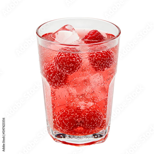Wallpaper Mural A refreshing raspberry cocktail with ice cubes in a clear glass, isolated on a transparent background. Torontodigital.ca