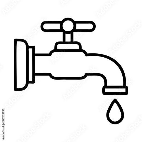 Faucet dripping water in a simplistic design representing plumbing and water conservation awareness