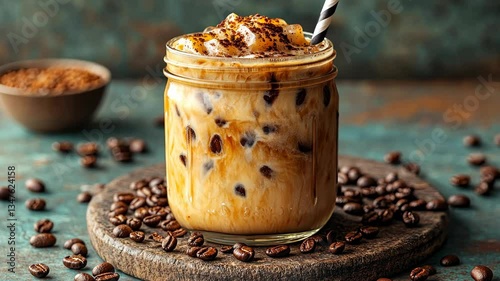 Refreshing Iced Coffee in a Mason Jar