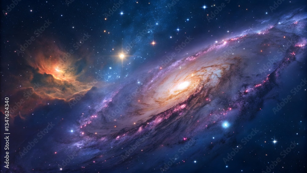 Fototapeta premium Deep space galaxy background featuring colorful ne