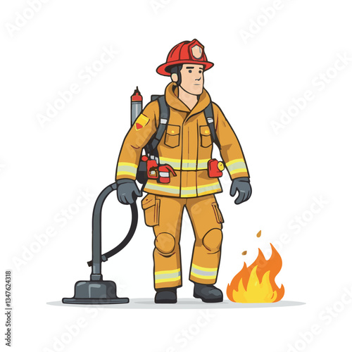 fireman, emergency, safety, rescue, danger, firefighter, uniform, fire, fighter, man, red, helmet, protection, equipment, background, hose, service, burn, flame, hero, person, water, work, engine, job