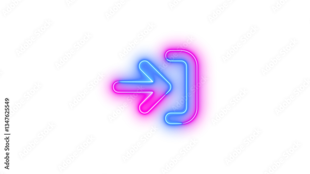Neon arrow right to bracket symbol icon blue pink color glowing with transparent background Neon arrow right to bracket symbol icon blue pink color glowing with transparent background