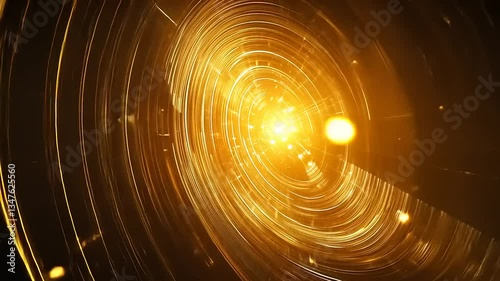 Dynamic Golden Swirl of Light and Energy in Motion