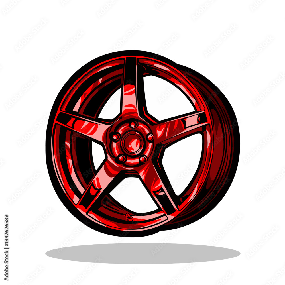 Obraz premium RED CAR RIM VECTOR ILLUSTRATION