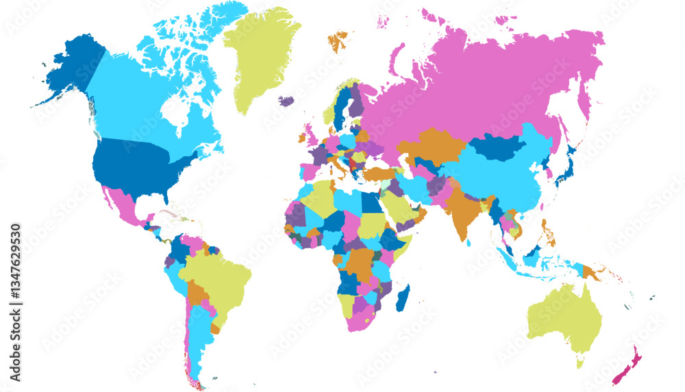 Obraz premium World map. Color modern vector map. Silhouette map