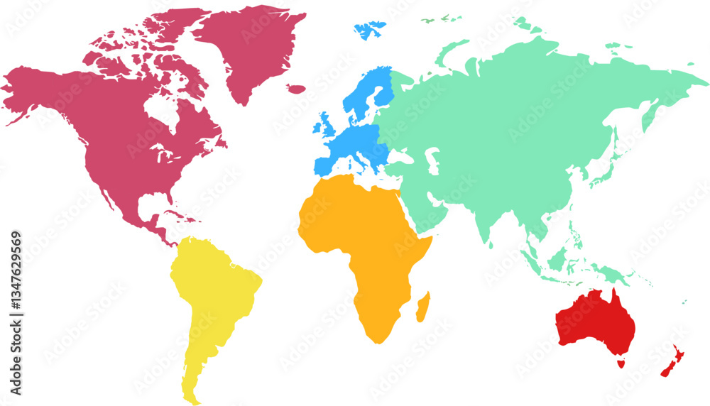 Obraz premium World map. Color modern vector map. Silhouette map