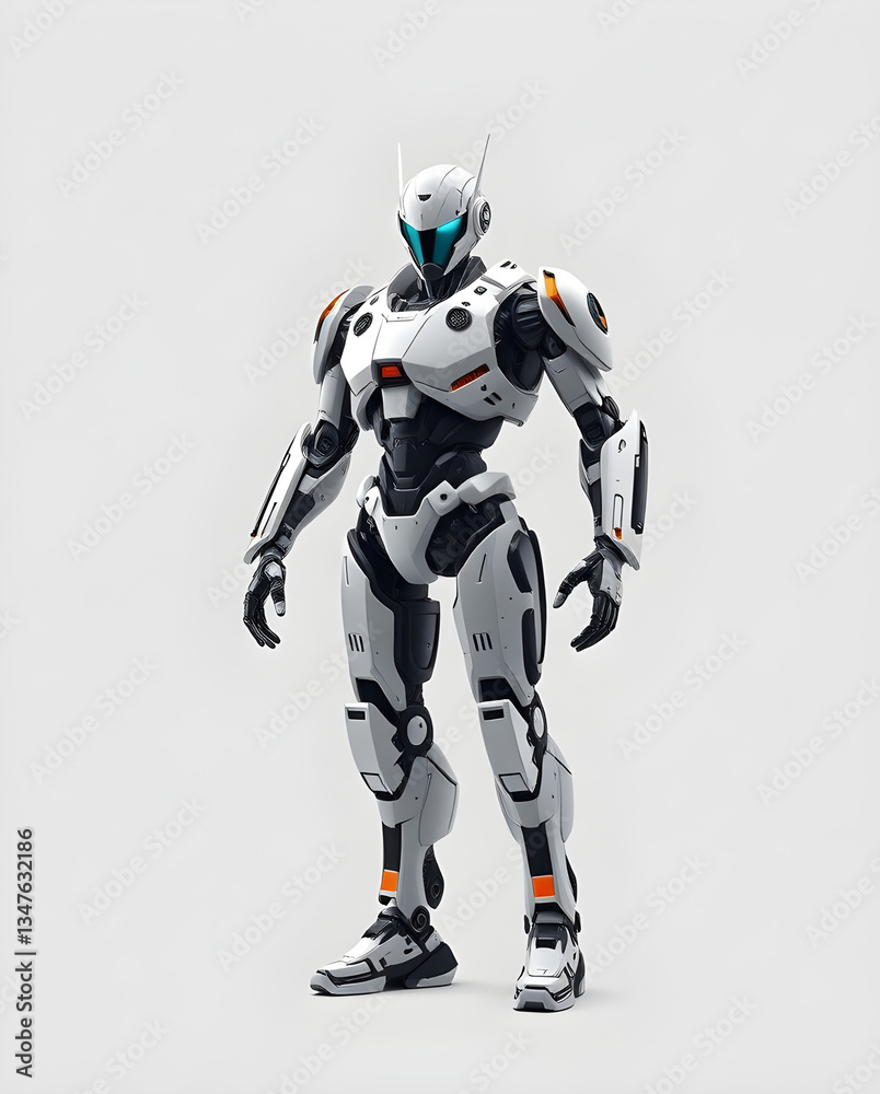 A futuristic robot isolated on gray colour background A futuristic robot isolated on gray colour background