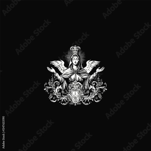 Majestic virgin mary design vector template illustration
