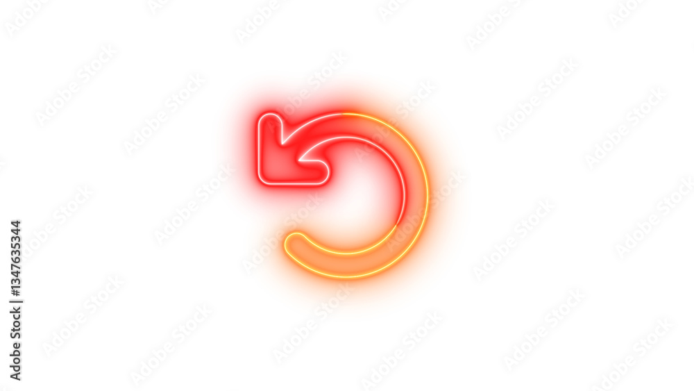 Neon arrow-rotate-left symbol icon brown red color glowing with transparent background Neon arrow-rotate-left symbol icon brown red color glowing with transparent background