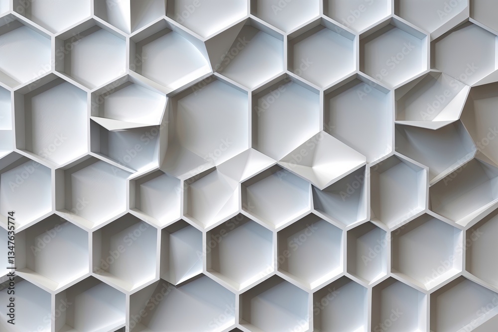 Naklejka premium Geometric Abstract White Hexagon Surface Texture Background Design