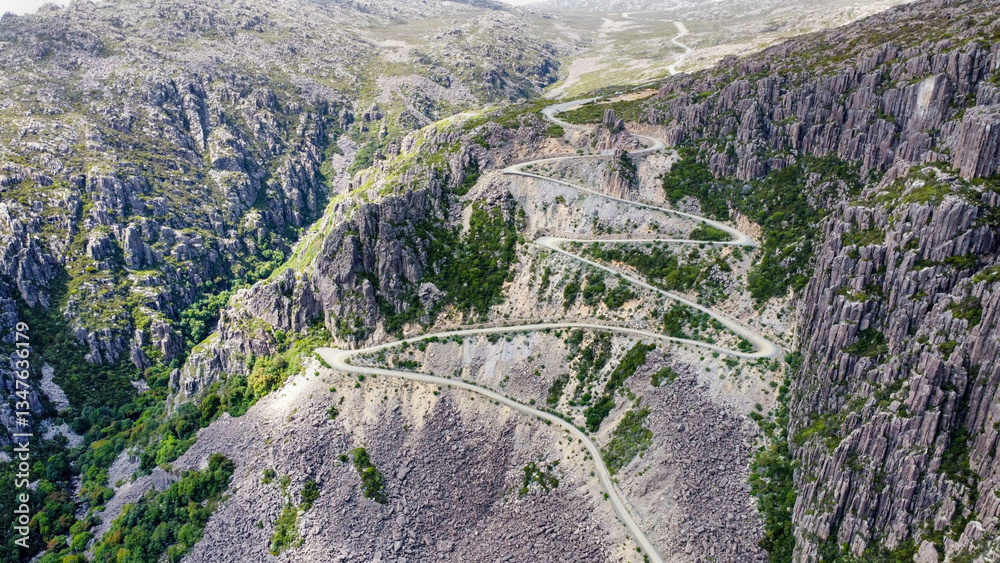 Fototapeta premium The serpentines of the Jacobs Ladder in Tasmania, seen from above