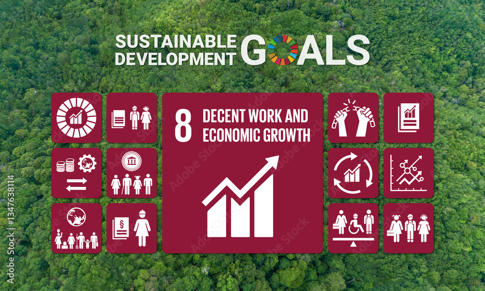 custom made wallpaper toronto digitalSDG Goal 8 Decent Work and Economic Growth Vector with Targets and Icons