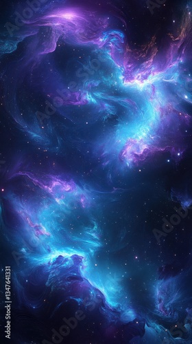dark blue and purple background with swirling cosmic patterns, stars, and galaxies, fantasy art, phone wallpaper