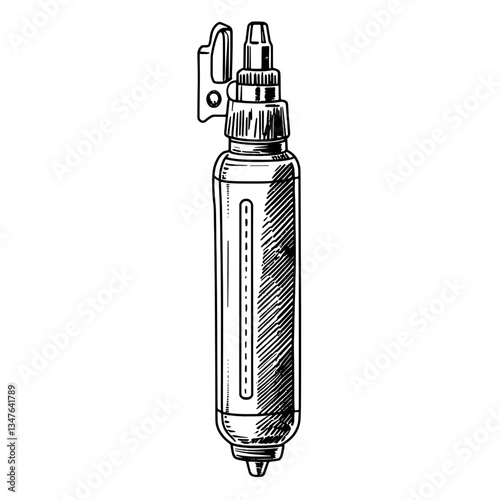 Intricate engraved illustration of a vintage tattoo ink pen showcasing premium hand-drawn artistry in black and white style