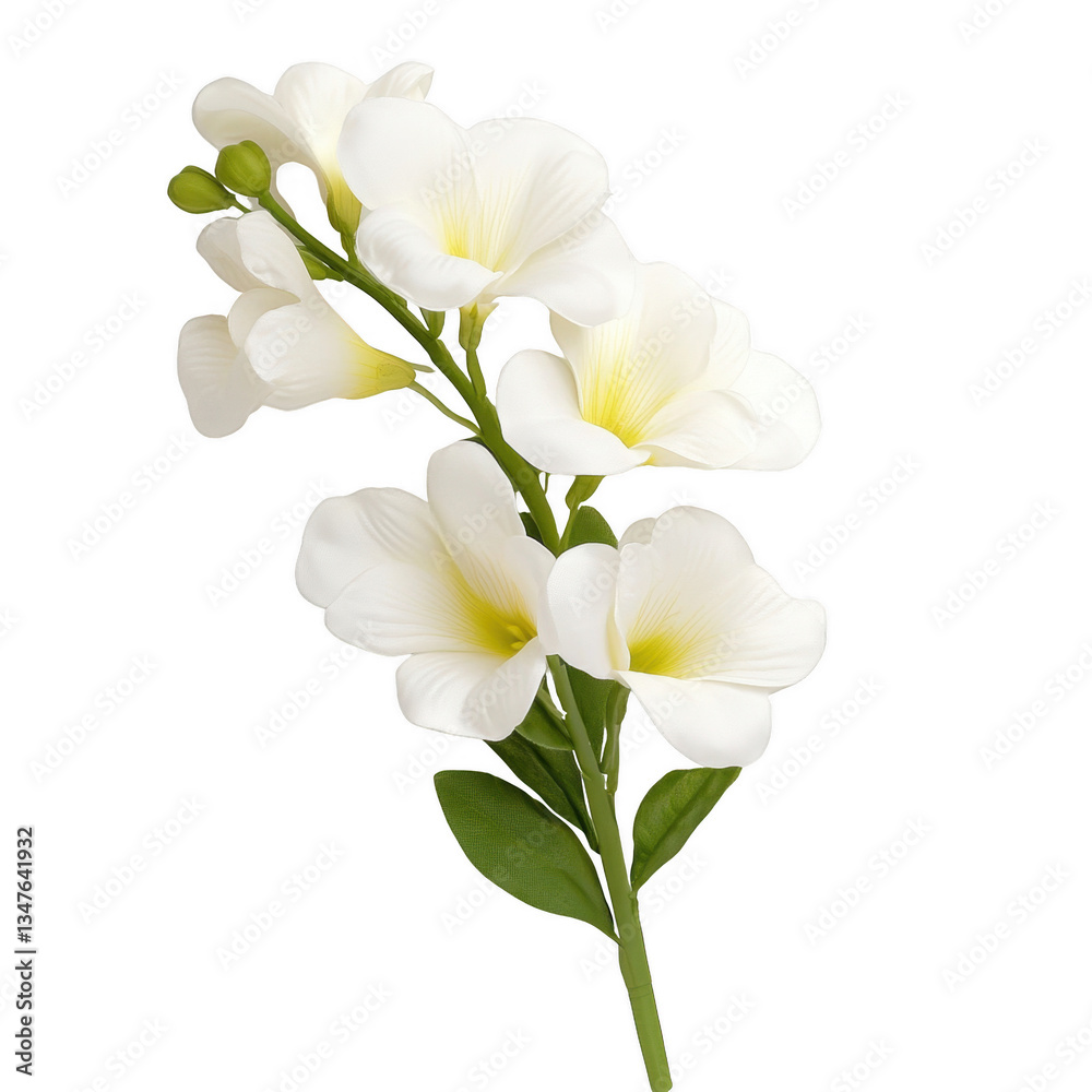 Fototapeta premium A white flower with a green stem. The flower is the main focus of the image. The flower is the most prominent object in the image