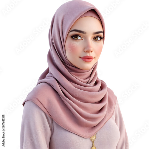 Young Woman in Dusty Rose Hijab and Mauve Cardigan