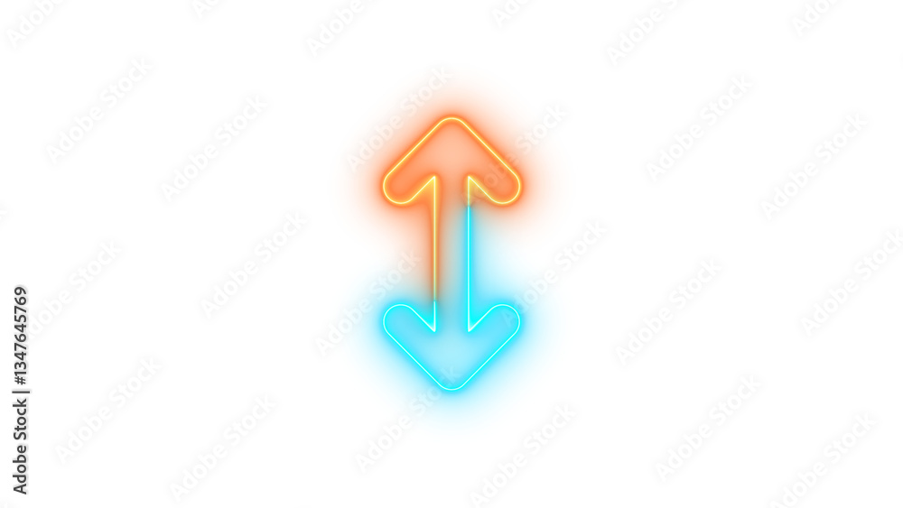 Neon arrows up down symbol icon brown cyan color glowing with transparent background Neon arrows up down symbol icon brown cyan color glowing with transparent background