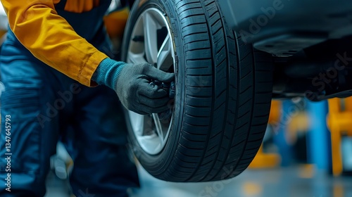 Wallpaper Mural Mechanic Performing Tire Rotation and Balancing – Professional Auto Maintenance for Safety and Performance Torontodigital.ca