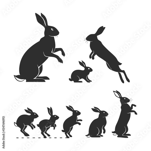 Rabbit silhouette bundle vector design