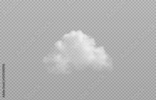 Vector realistic cloud, smoke or fog on isolated transparent background. Cloud png. Smoke png