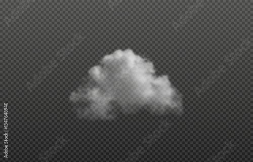 Vector realistic cloud, smoke or fog on isolated transparent background. Cloud png. Smoke png