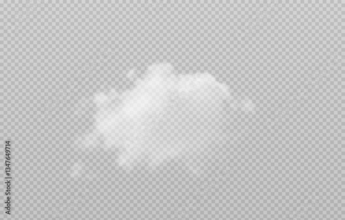 Vector realistic cloud, smoke or fog on isolated transparent background. Cloud png. Smoke png