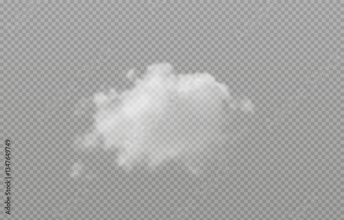 Vector realistic cloud, smoke or fog on isolated transparent background. Cloud png. Smoke png
