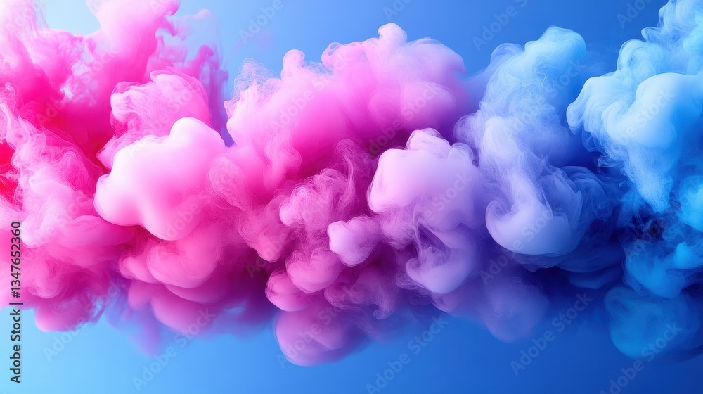 Fototapeta premium Vibrant pink and blue ink swirling in studio