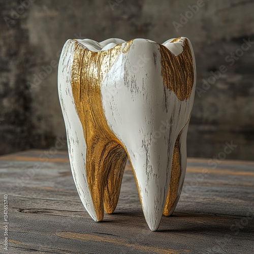 A stock image is provided, showcasing a realistic 3D render of a human molar tooth sitting on a table