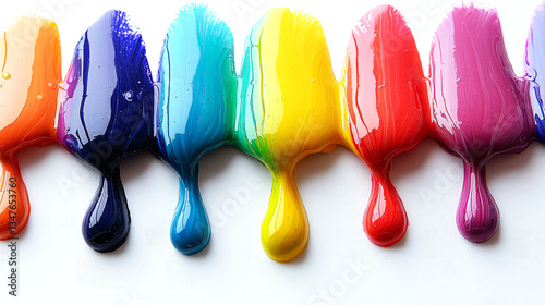 Vibrant Rainbow Paint Drips: Colorful Abstract Art
