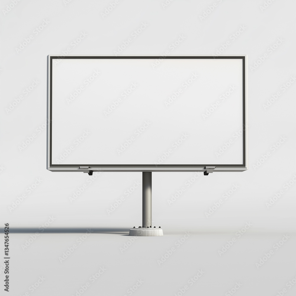 Blank horizontal ad billboard mockup or digital screen isolated on gray neutral studio background Blank horizontal ad billboard mockup or digital screen isolated on gray neutral studio background