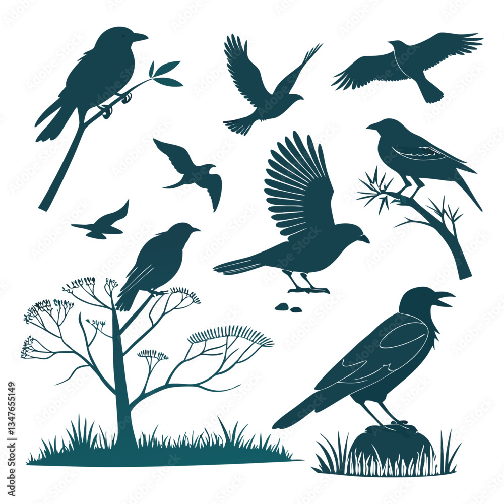 Obraz premium Bird silhouette bundle vector design