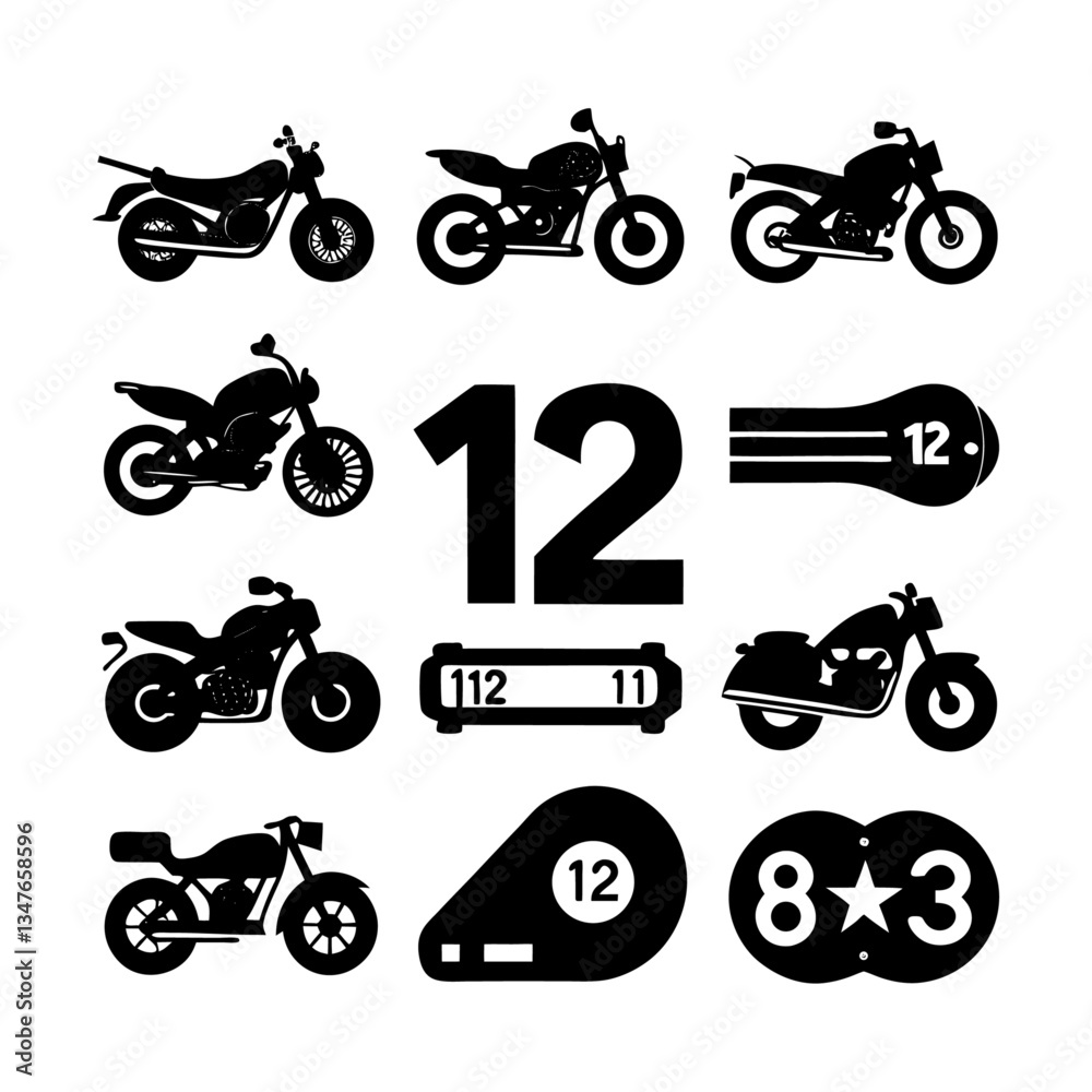 Obraz premium Motorcycle silhouette bundle vector design