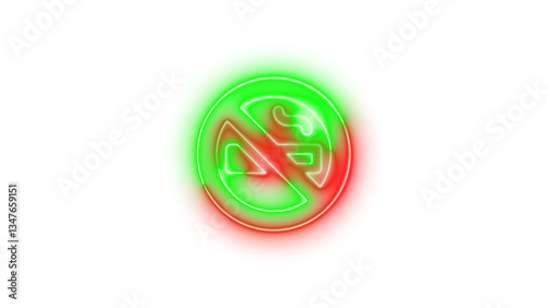 Free Download Neon ban smoking symbol icon green red color glowing with transparent background - GFXLoad