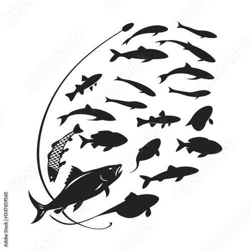 Fish silhouette bundle vector design