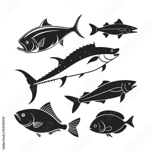 Fish silhouette bundle vector design