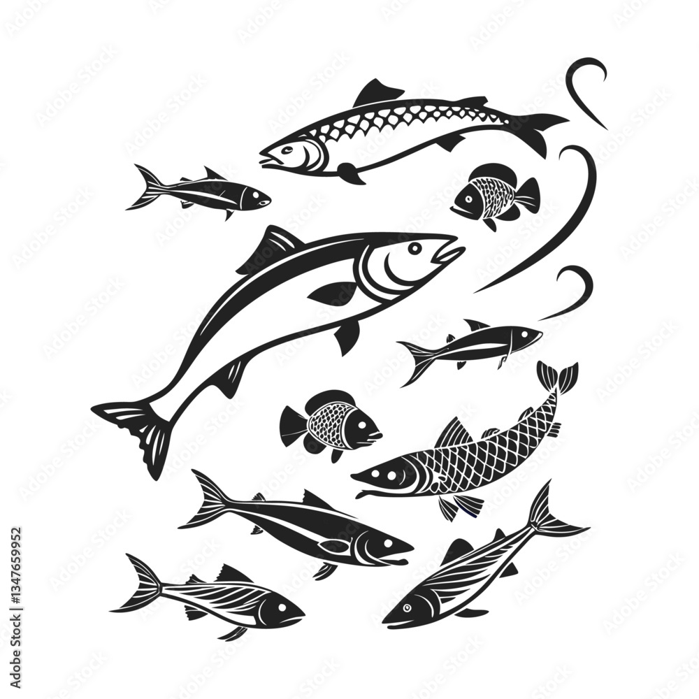 Fototapeta premium Fish silhouette bundle vector design