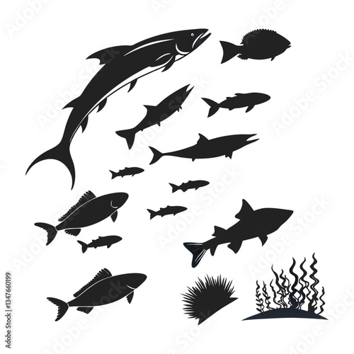 Fish silhouette bundle vector design