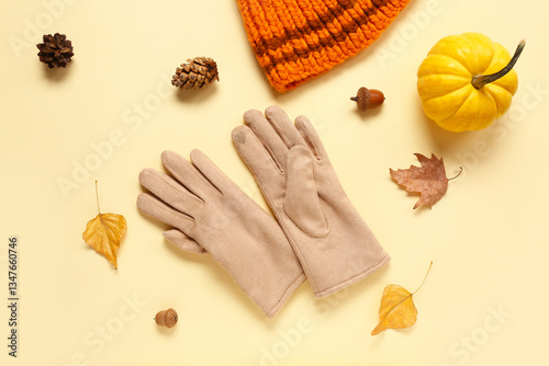 Autumn season flat lay with...