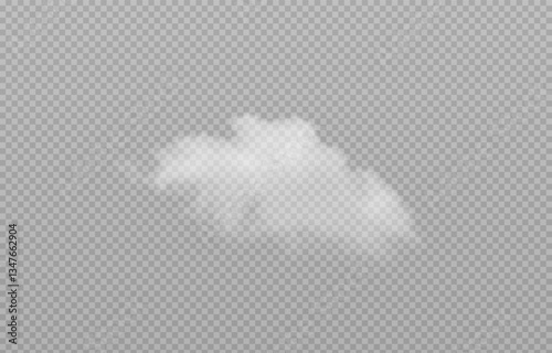 Vector realistic cloud, smoke or fog on isolated transparent background. Cloud png. Smoke png
