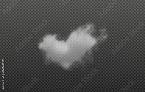 Vector realistic clouds in the shape of a heart, smoke or fog on isolated transparent background. Cloud png. Smoke png