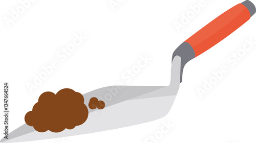 Illustration of a Gardening Masonry Trowel with Soil