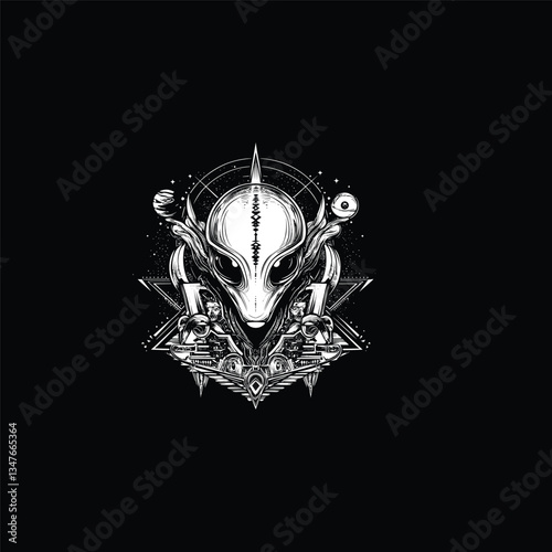 Mysterious Alien figure design vector template illustration