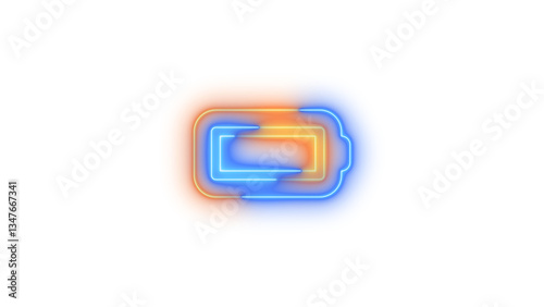 Free Download Neon battery full symbol icon blue brown color glowing with transparent background - GFXLoad