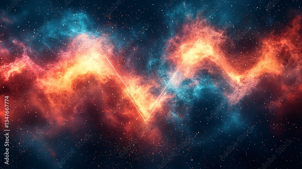 Naklejka premium Cosmic Nebula Swirls Abstract Space Background