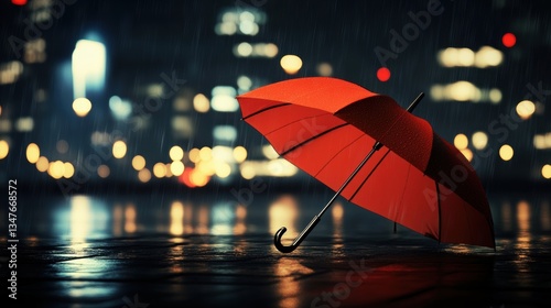 Wallpaper Mural Closeup view of umbrella in rain in city street Torontodigital.ca