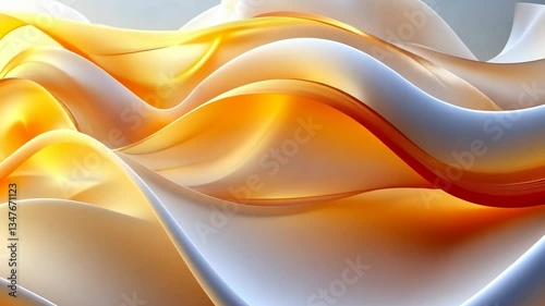 Abstract Golden and White Waves: A Digital Art Piece