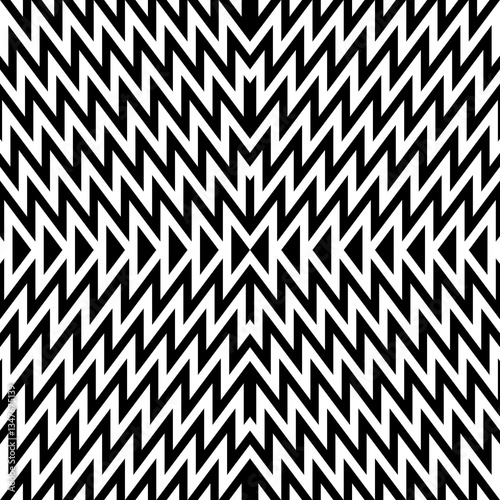 Zigzag lines. Jagged stripes. Seamless surface pattern design with triangle waves ornament. Ethnic wallpaper. Digital paper for page fills, web designing, textile print. Vector illustration.