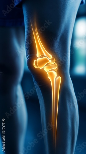 Glowing Human Knee Joint Anatomy.